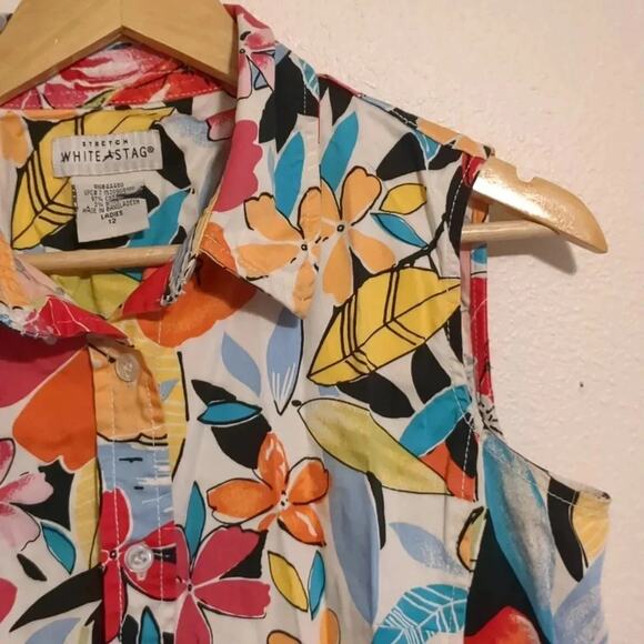 White Stag floral print button down dress with pockets size 12 - Picture 5 of 6